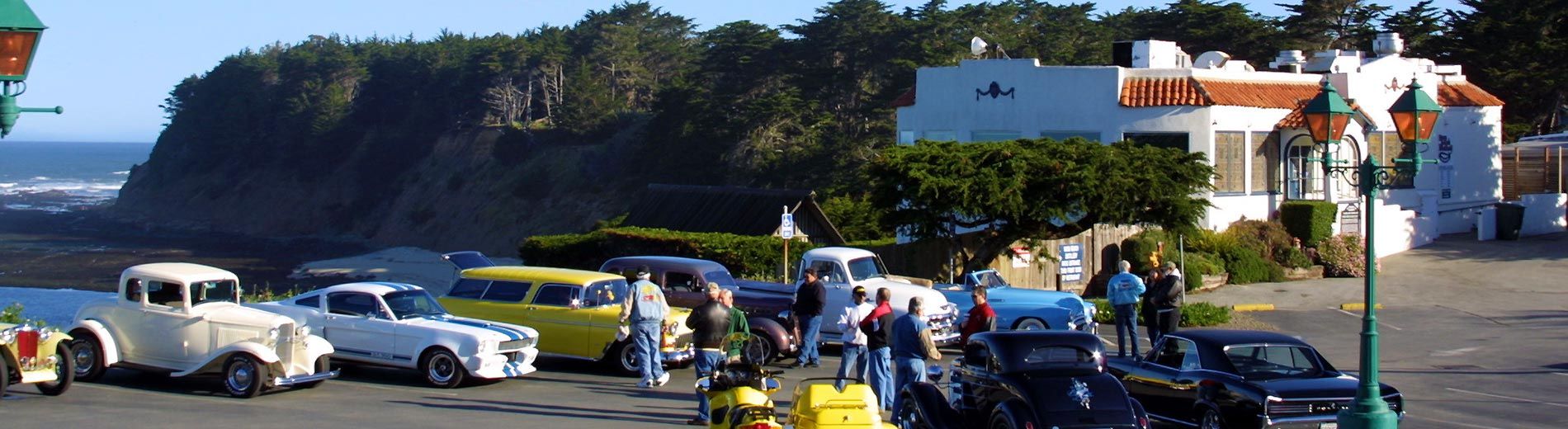 car club event at Moss Beach Distillery